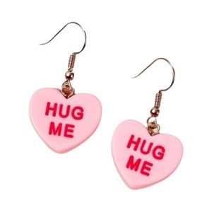 Hug Me Conversation ❤️ Heart Sweetheart Candy Valentines Day Earrings
